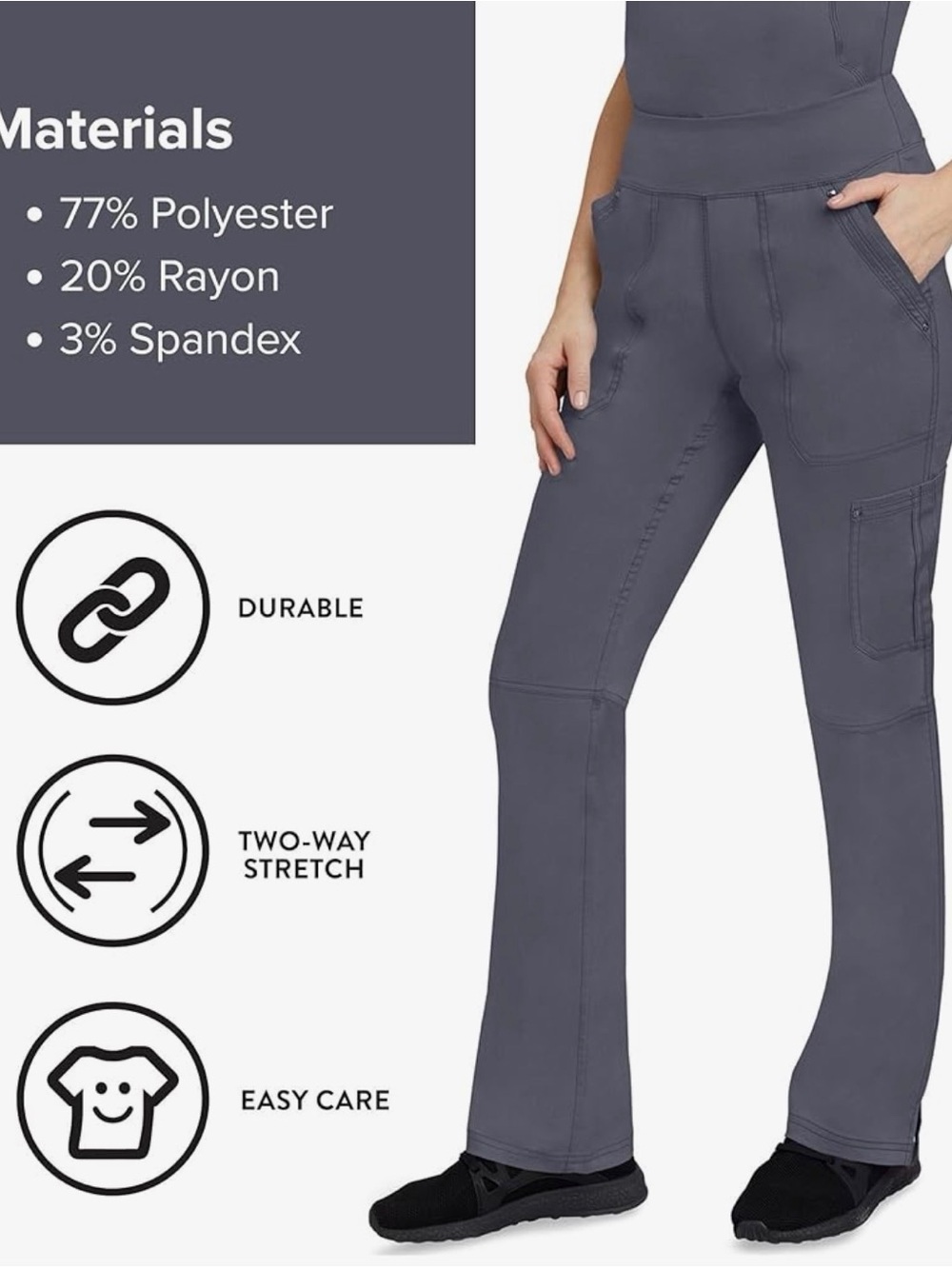Healing Hands Tori Scrub Pants Pewter Gray Women Large 9133 - Brand NEW